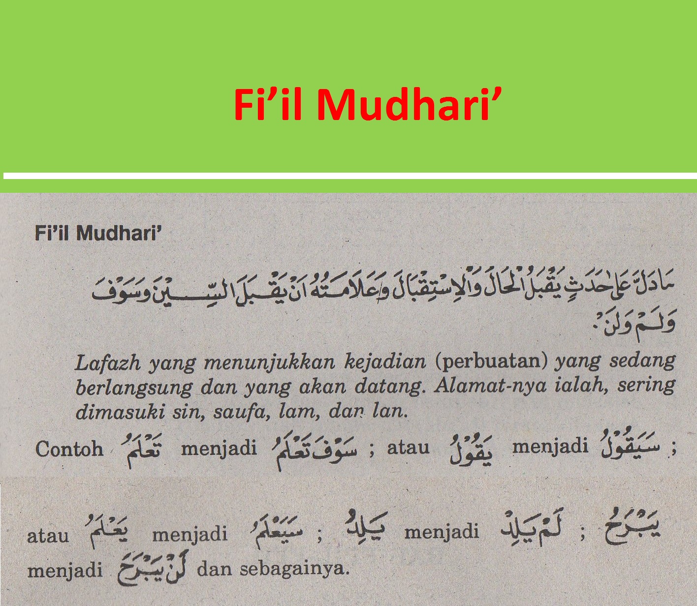Detail Contoh Fi Il Mudhari Dalam Al Quran Nomer 16