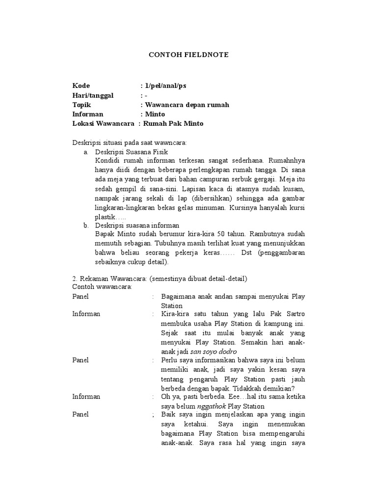 Detail Contoh Field Note Nomer 2