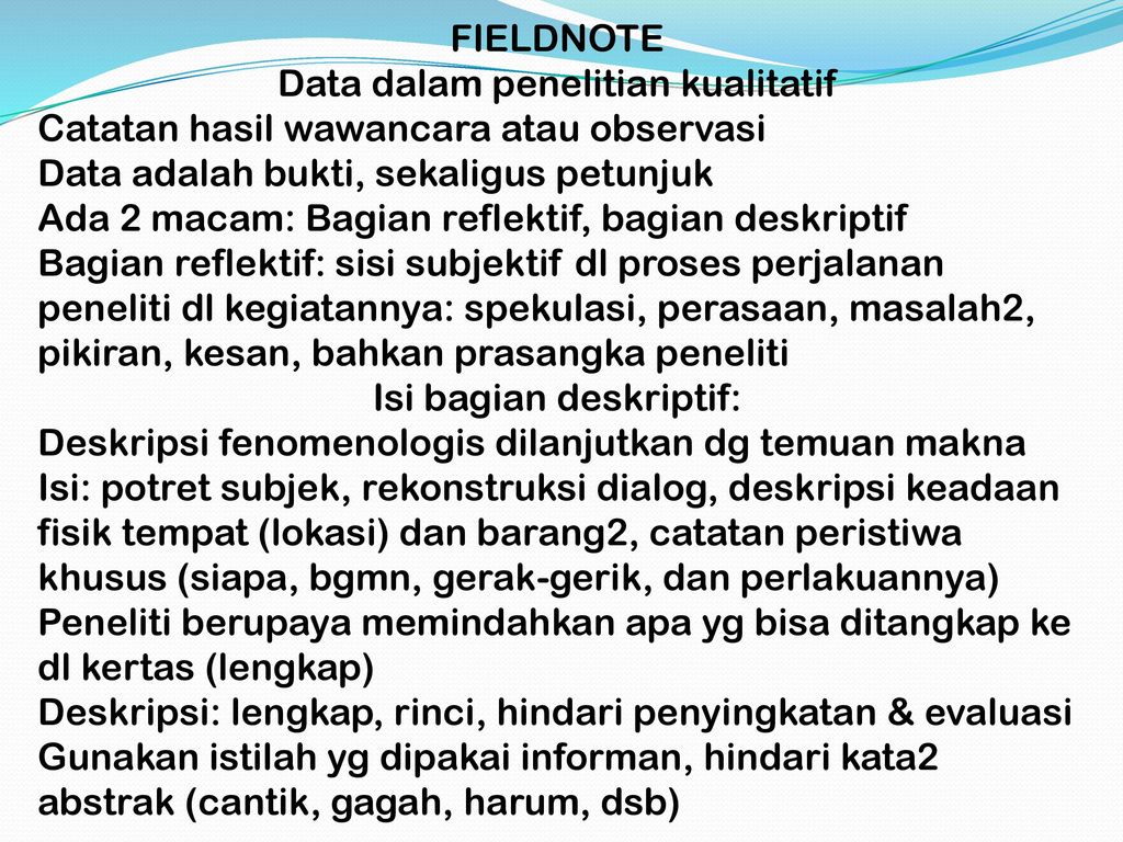 Detail Contoh Field Note Nomer 21