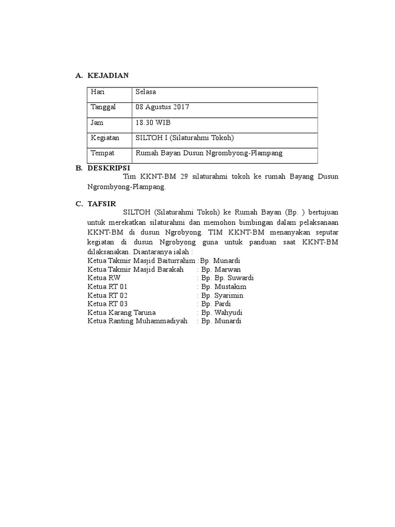 Detail Contoh Field Note Nomer 7