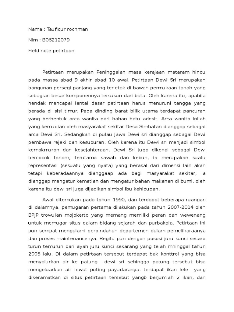 Detail Contoh Field Note Nomer 9