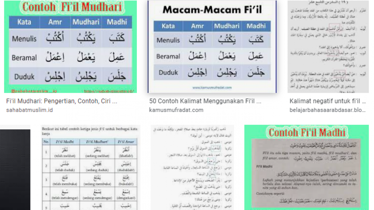 Detail Contoh Fiil Madhi Dan Fiil Mudhori Nomer 8