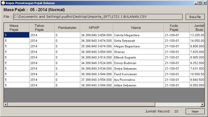 Detail Contoh File Csv Pajak Nomer 26