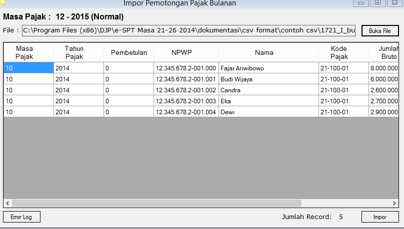 Detail Contoh File Csv Pajak Nomer 36