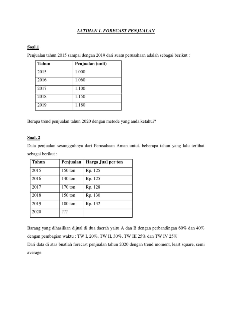 Detail Contoh Forecast Penjualan Nomer 18