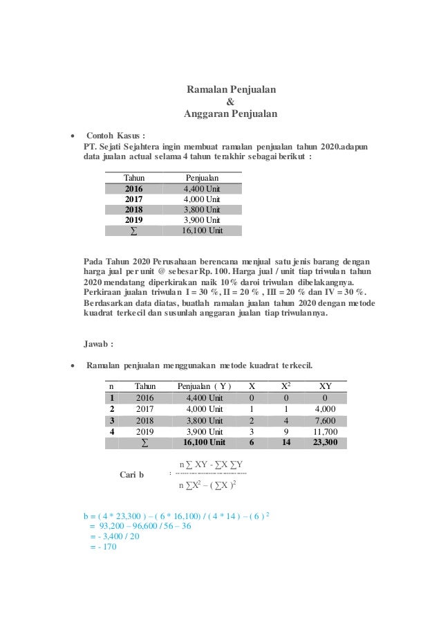 Detail Contoh Forecast Penjualan Nomer 32