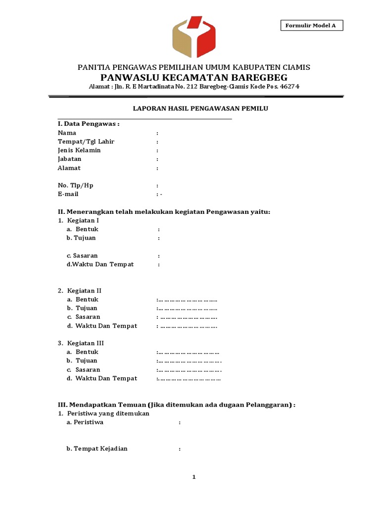 Detail Contoh Form A Nomer 3