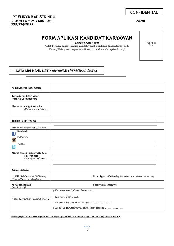 Detail Contoh Form Biodata Karyawan Nomer 17