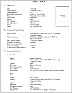 Detail Contoh Form Biodata Karyawan Nomer 21