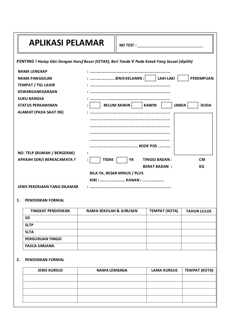 Detail Contoh Form Biodata Karyawan Nomer 25