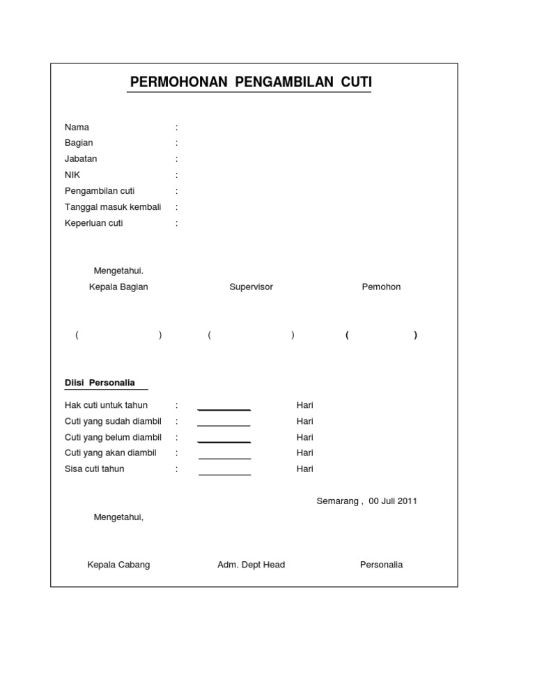 Detail Contoh Form Cuti Nomer 11