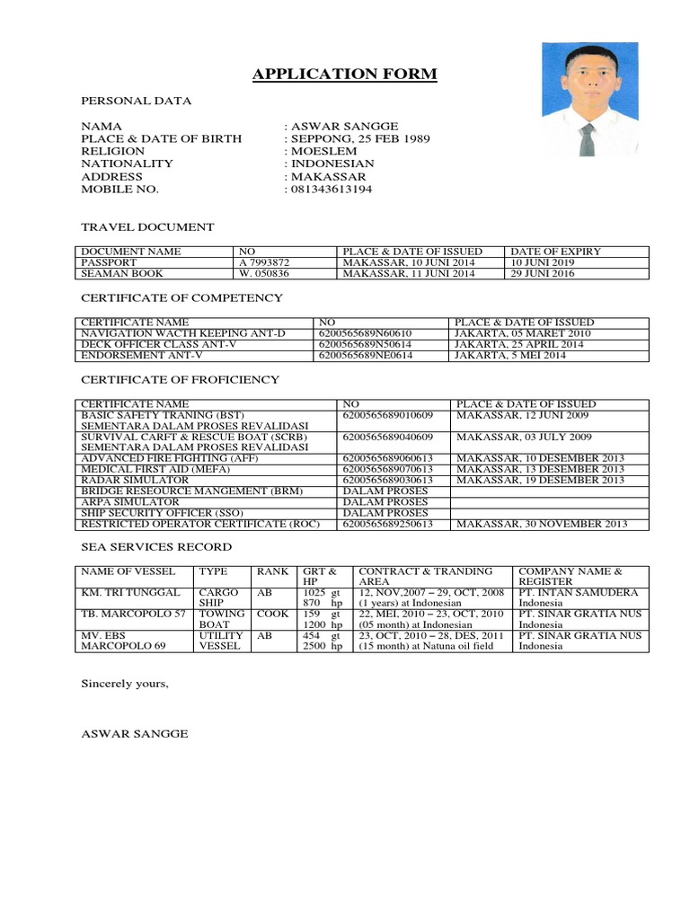 Detail Contoh Form Cv Nomer 25