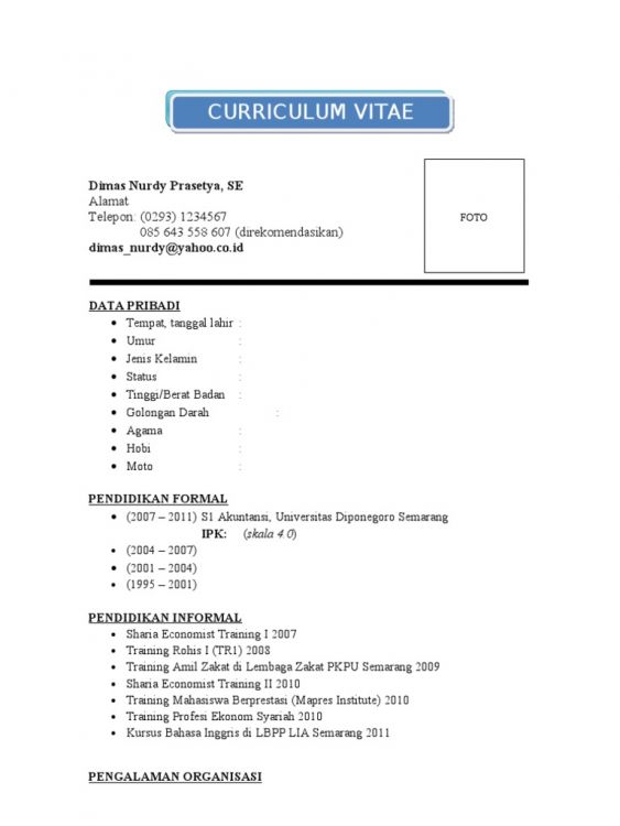 Detail Contoh Form Cv Nomer 32