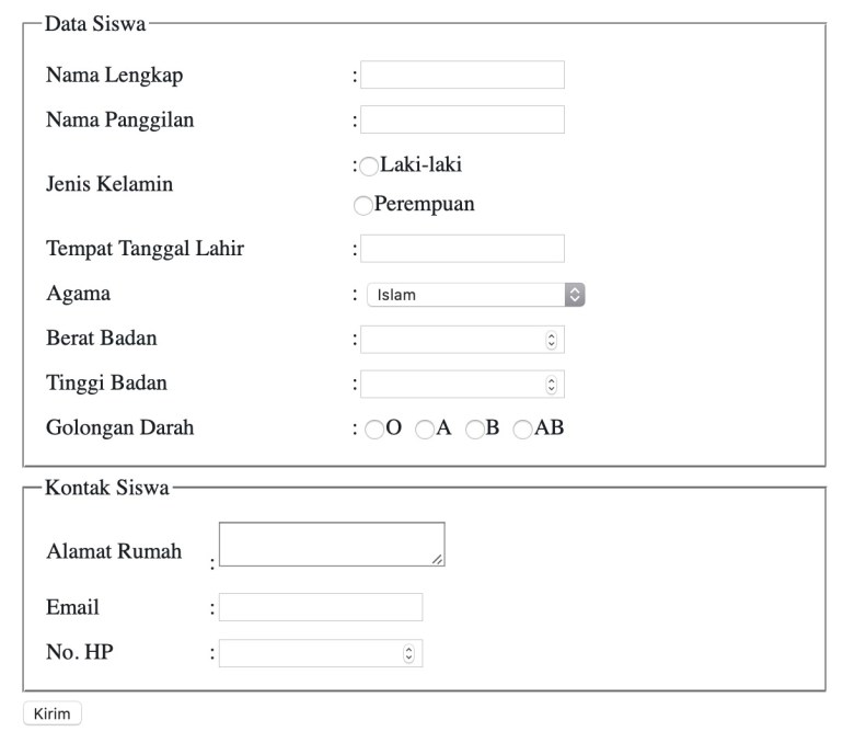Detail Contoh Form Html Koleksi Nomer 9
