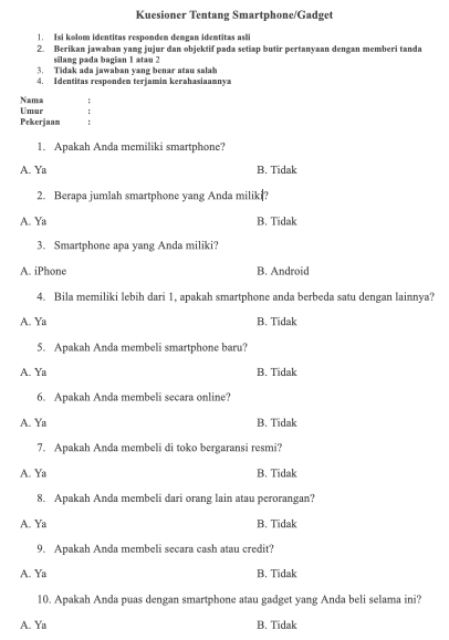 Detail Contoh Form Kuesioner Nomer 26