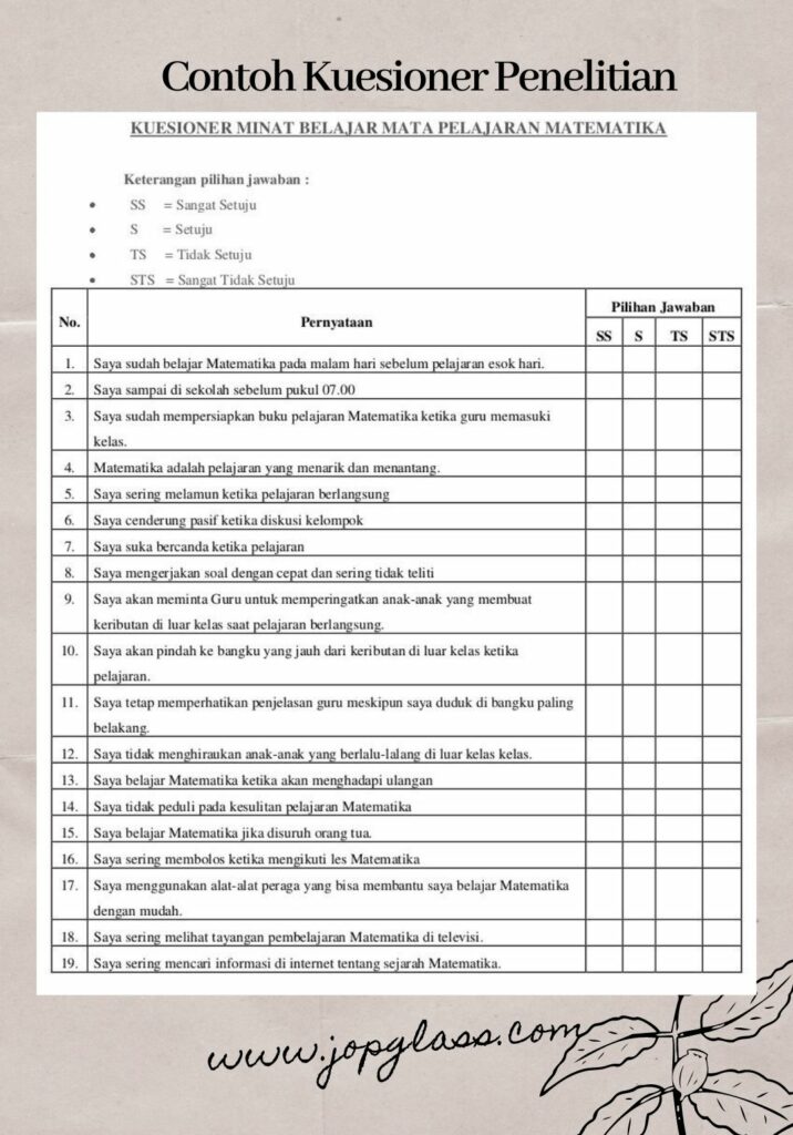 Detail Contoh Form Kuesioner Nomer 31