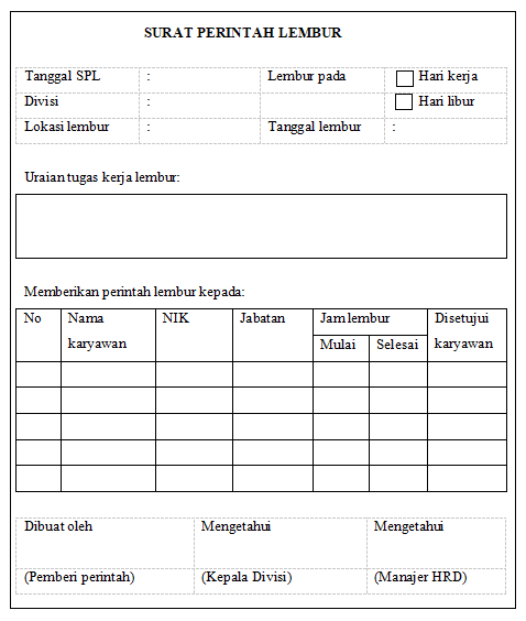 Contoh Form Lembur - KibrisPDR