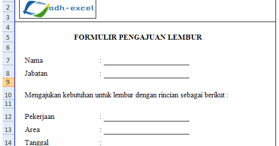 Detail Contoh Form Lembur Nomer 2