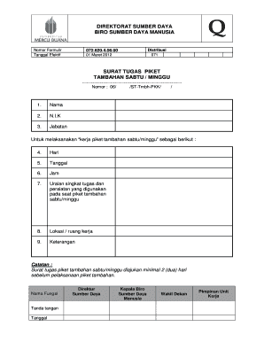 Detail Contoh Form Lembur Nomer 10