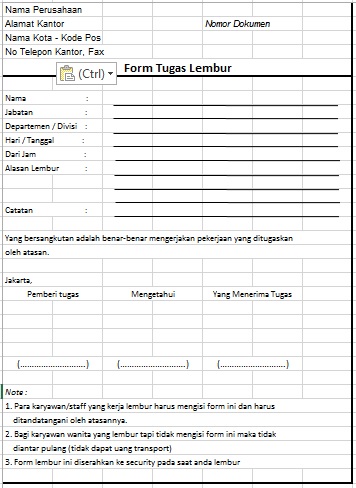 Detail Contoh Form Lembur Nomer 11