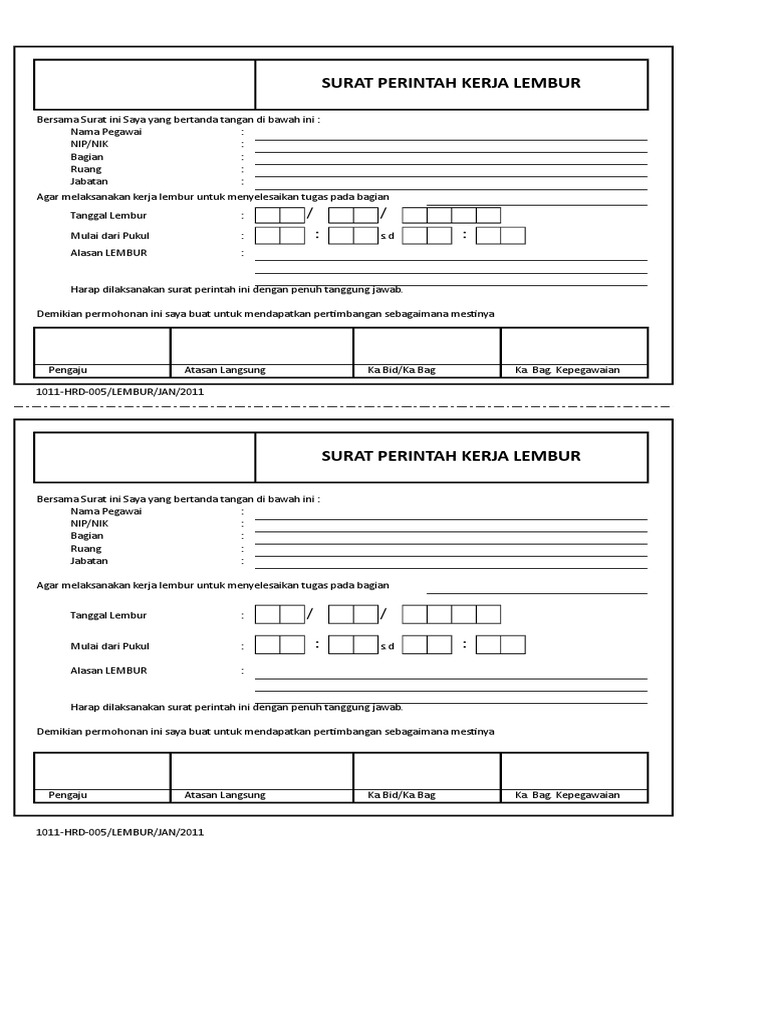 Detail Contoh Form Lembur Nomer 14