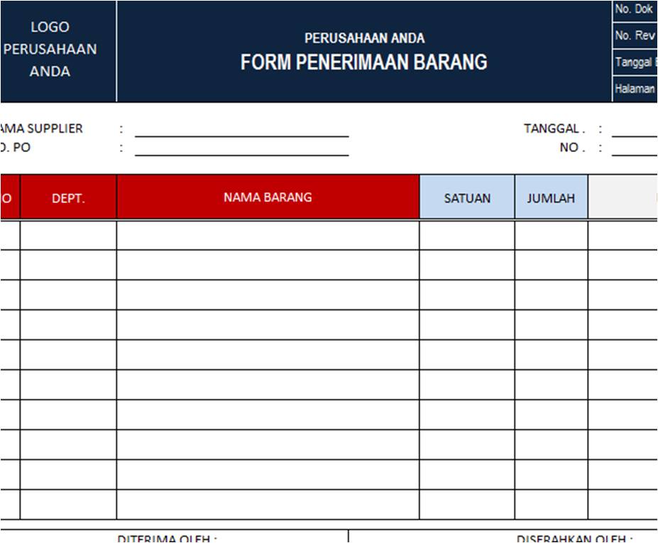 Detail Contoh Form Penerimaan Barang Nomer 32