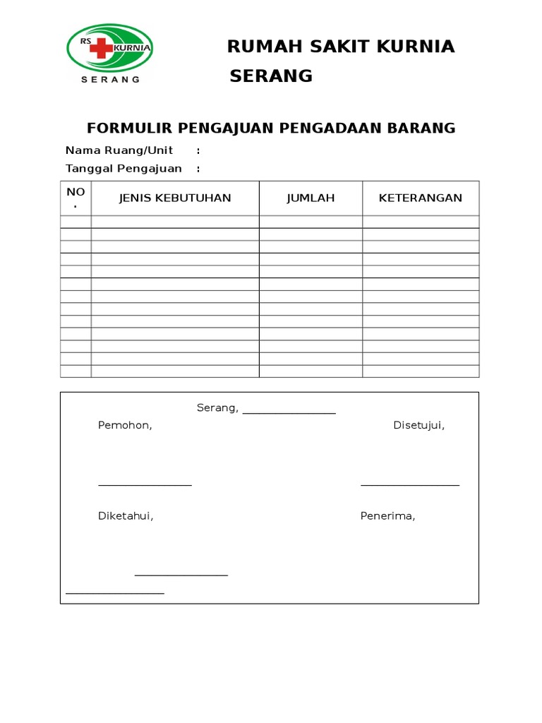 Contoh Form Pengadaan Barang - KibrisPDR