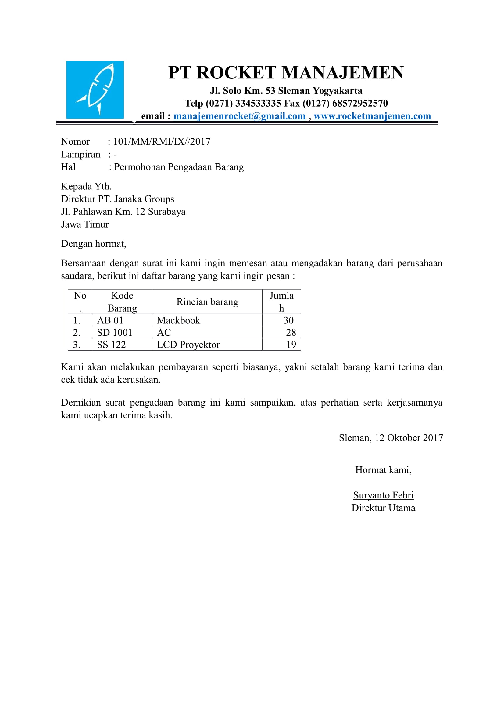 Detail Contoh Form Pengadaan Barang Nomer 32