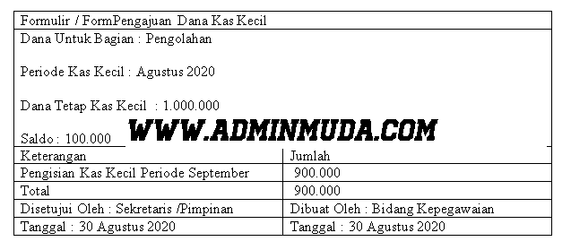 Contoh Form Pengajuan Dana Kas Kecil - KibrisPDR