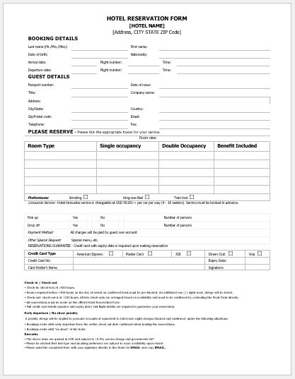 Detail Contoh Form Reservasi Hotel Nomer 29