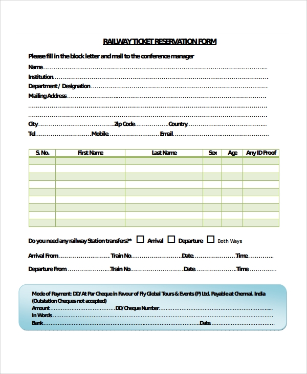 Detail Contoh Form Reservation Nomer 18