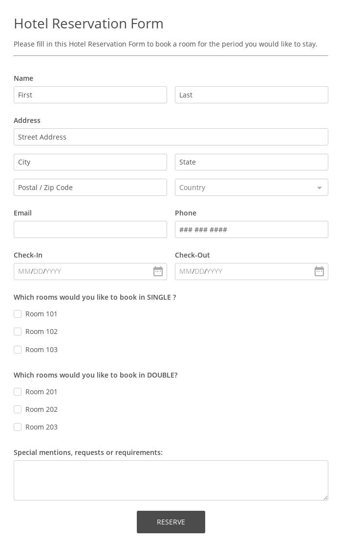 Detail Contoh Form Reservation Nomer 20
