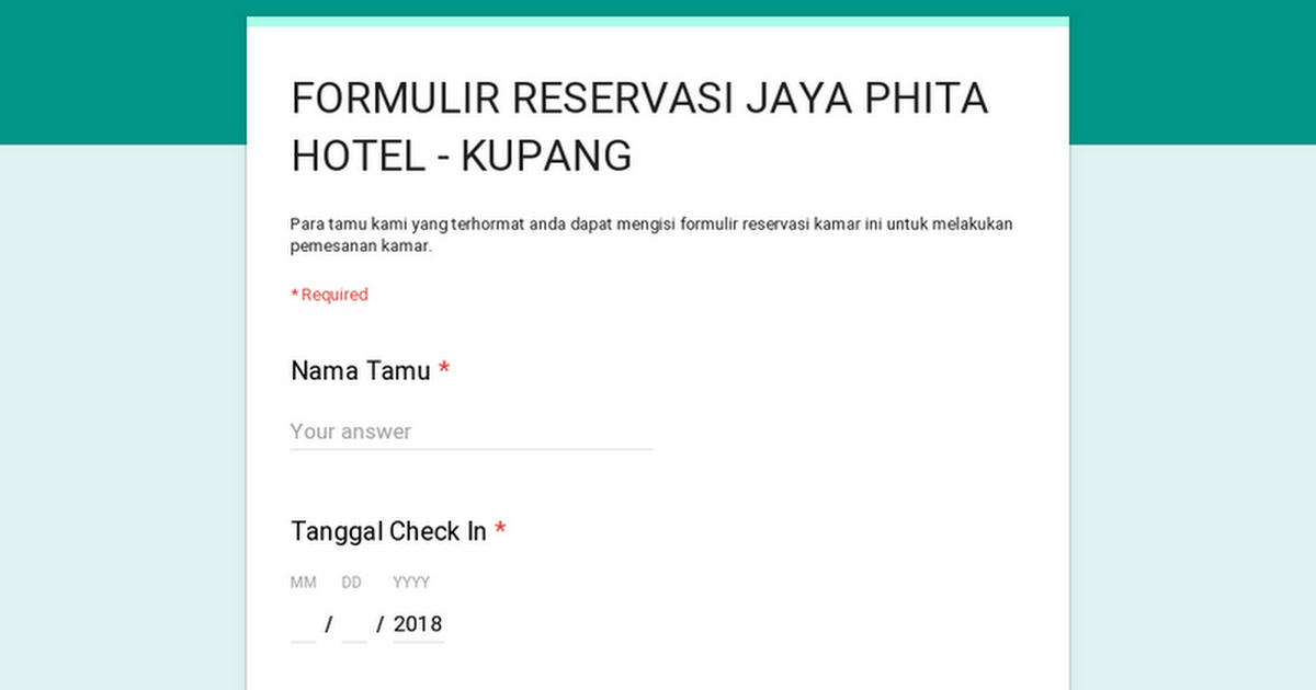 Detail Contoh Form Reservation Nomer 41