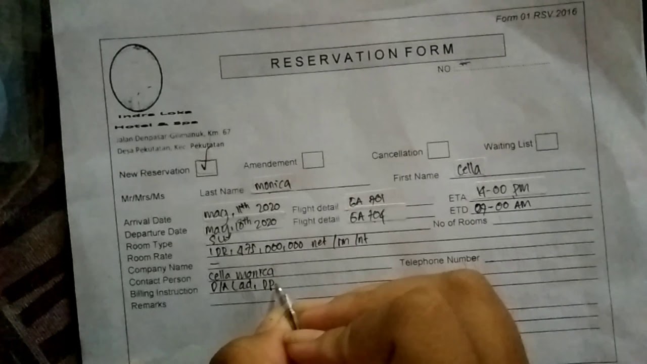 Detail Contoh Form Reservation Nomer 7