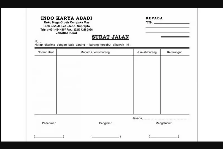 Detail Contoh Form Surat Jalan Nomer 10