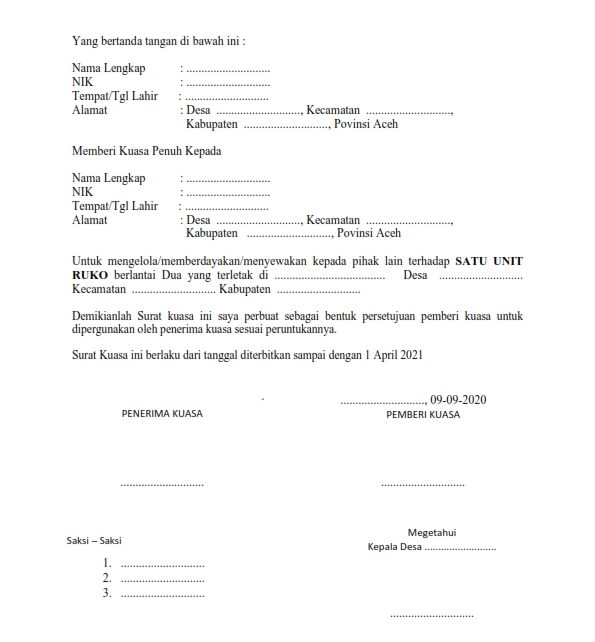 Detail Contoh Form Surat Kuasa Nomer 15