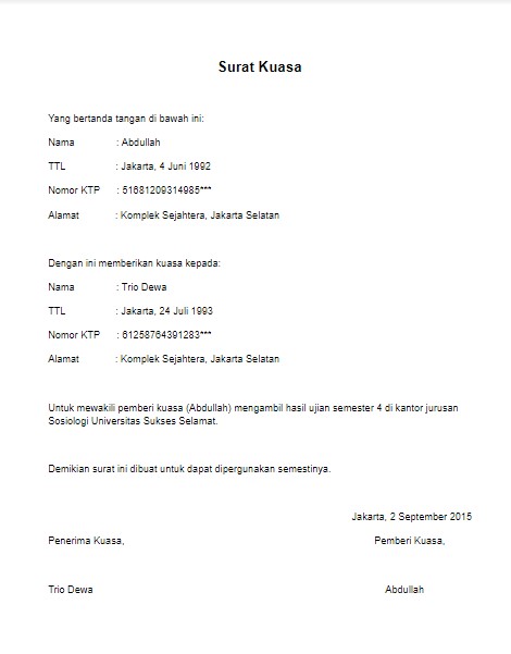 Detail Contoh Form Surat Kuasa Nomer 37