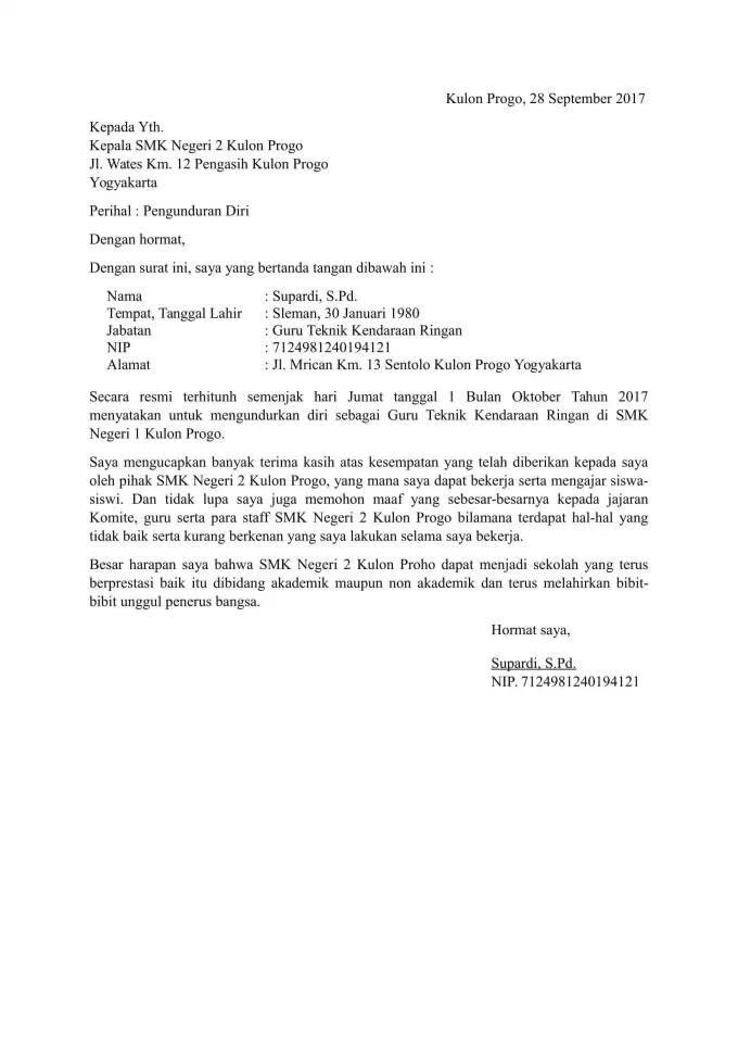 Detail Contoh Form Surat Resign Kerja Nomer 13