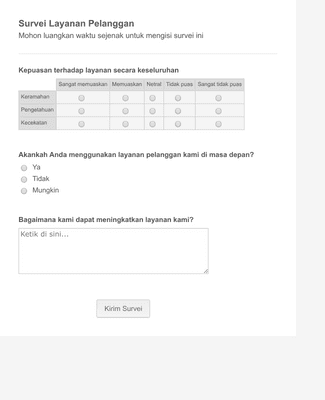 Detail Contoh Form Survey Kepuasan Pelanggan Nomer 2