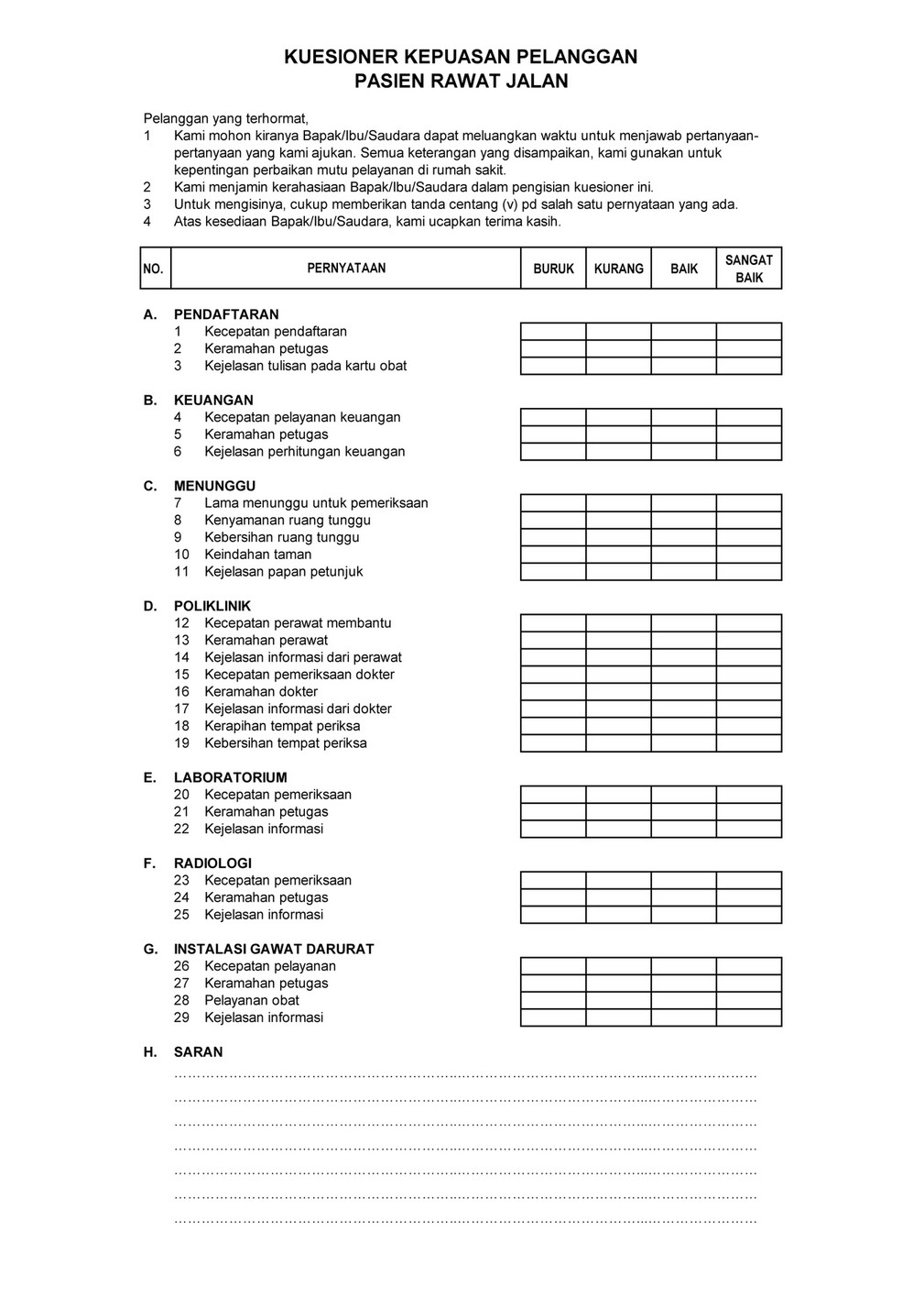 Detail Contoh Form Survey Kepuasan Pelanggan Nomer 22