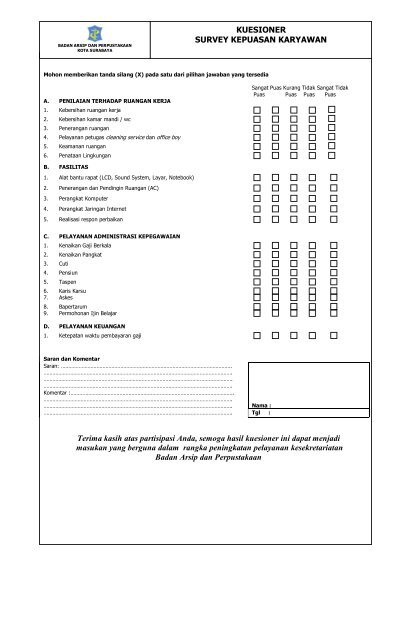 Detail Contoh Form Survey Kepuasan Pelanggan Nomer 5