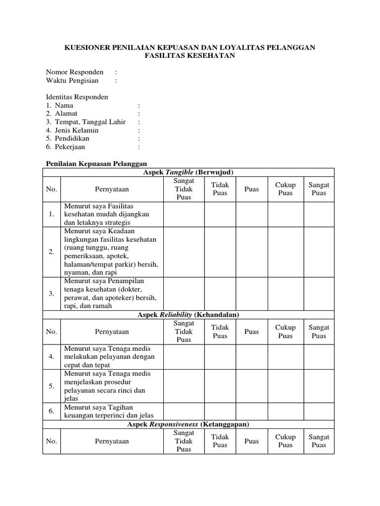 Detail Contoh Form Survey Kepuasan Pelanggan Nomer 36