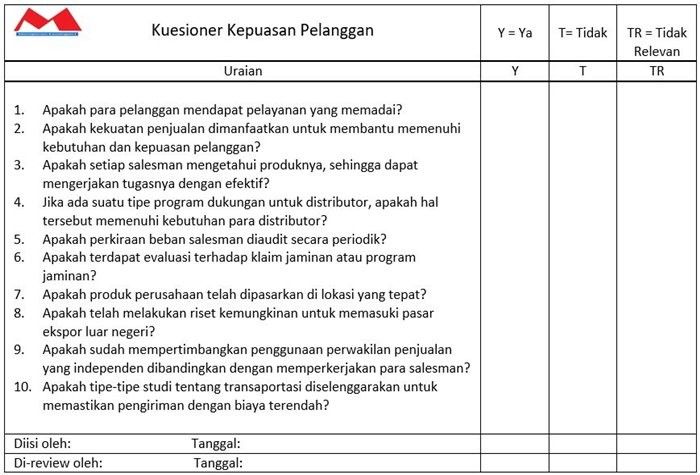 Detail Contoh Form Survey Kepuasan Pelanggan Nomer 41