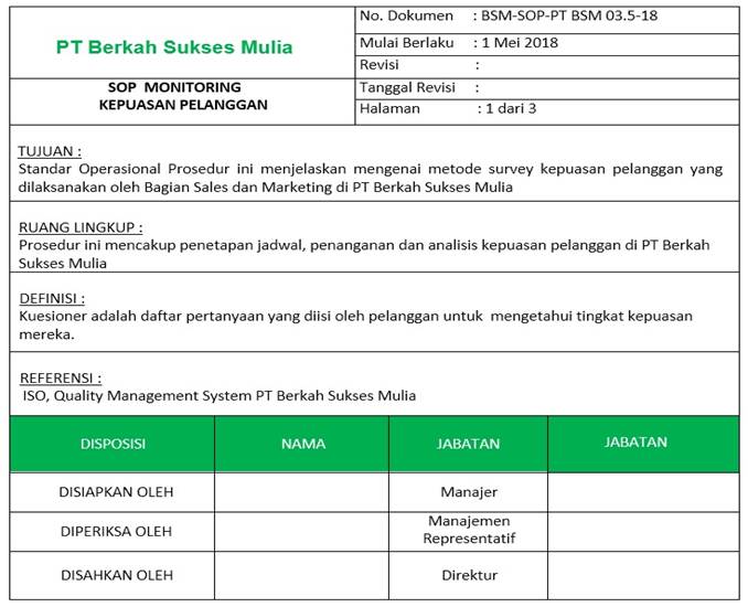 Detail Contoh Form Survey Kepuasan Pelanggan Nomer 6