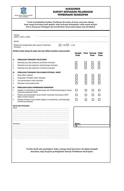 Detail Contoh Form Survey Kepuasan Pelanggan Nomer 8