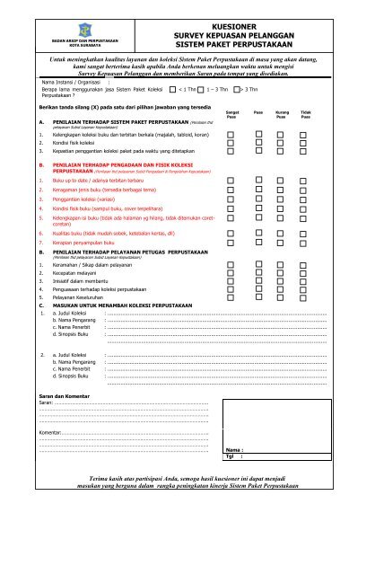 Detail Contoh Form Survey Kepuasan Pelanggan Nomer 9