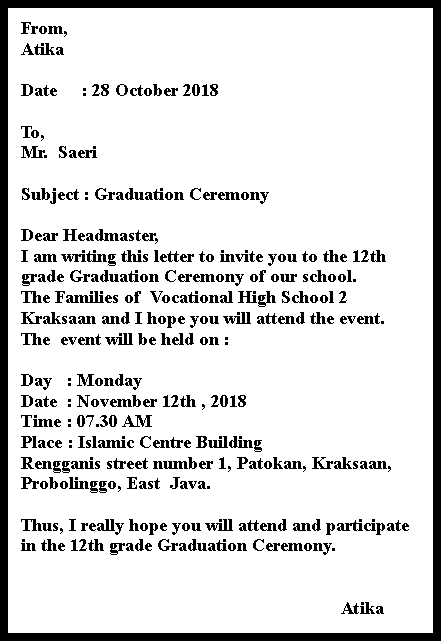 Detail Contoh Formal Invitation Letter Graduation Ceremony Nomer 23