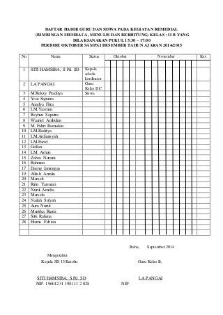 Detail Contoh Format Absen Siswa Nomer 12