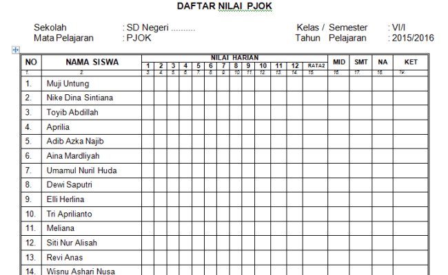 Detail Contoh Format Absen Siswa Nomer 36