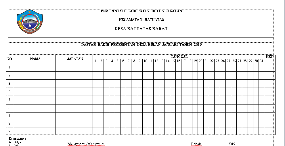 Detail Contoh Format Absensi Nomer 11